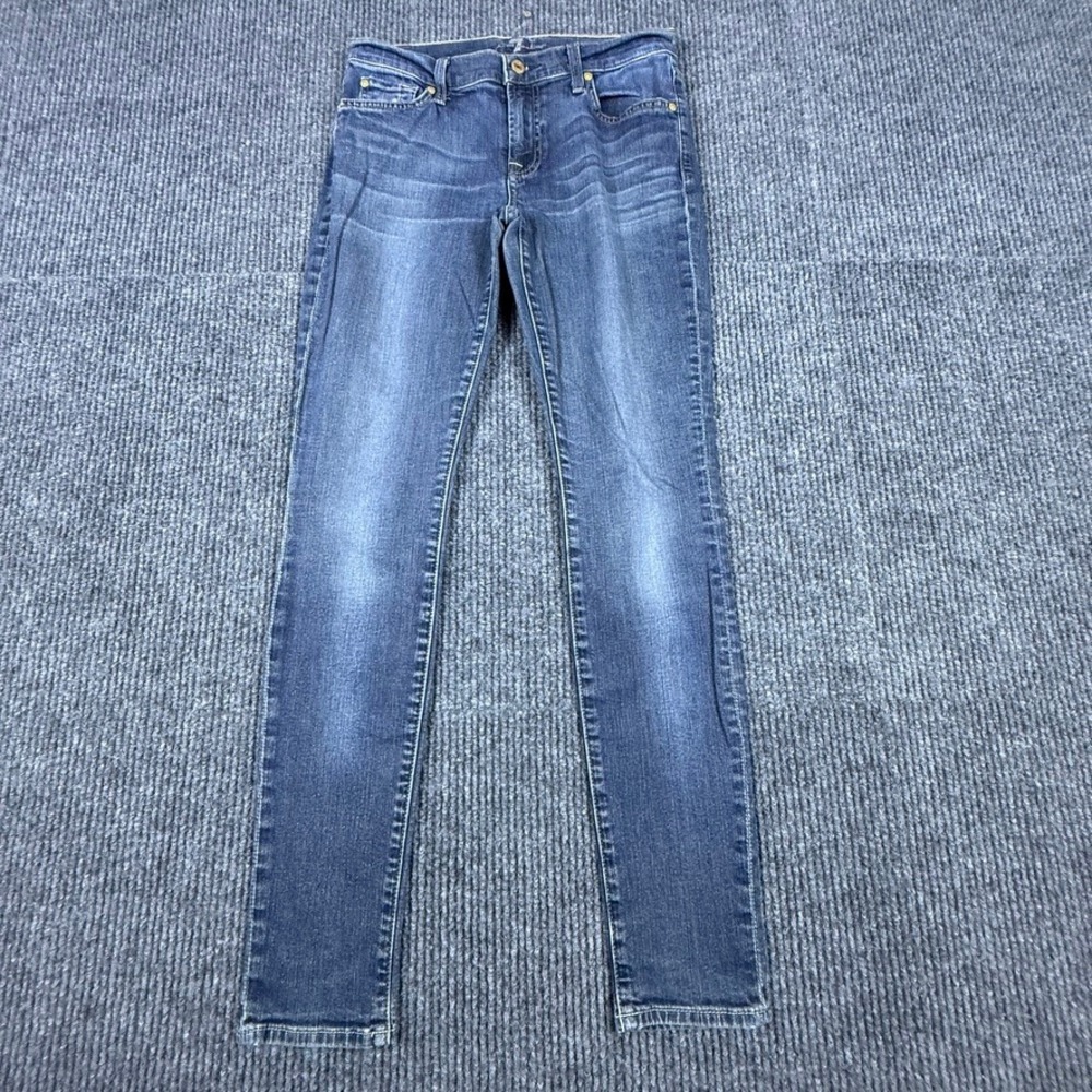 7FAM‎ 7 For All Mankind Gwenevere Skinny Jeans Blue Low Rise Stretch Denim 28